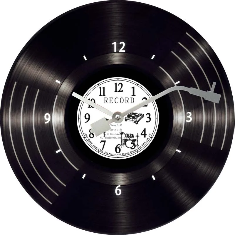 Классические модные декоративные винтажные настенные часы с виниловой пластиной черного цвета