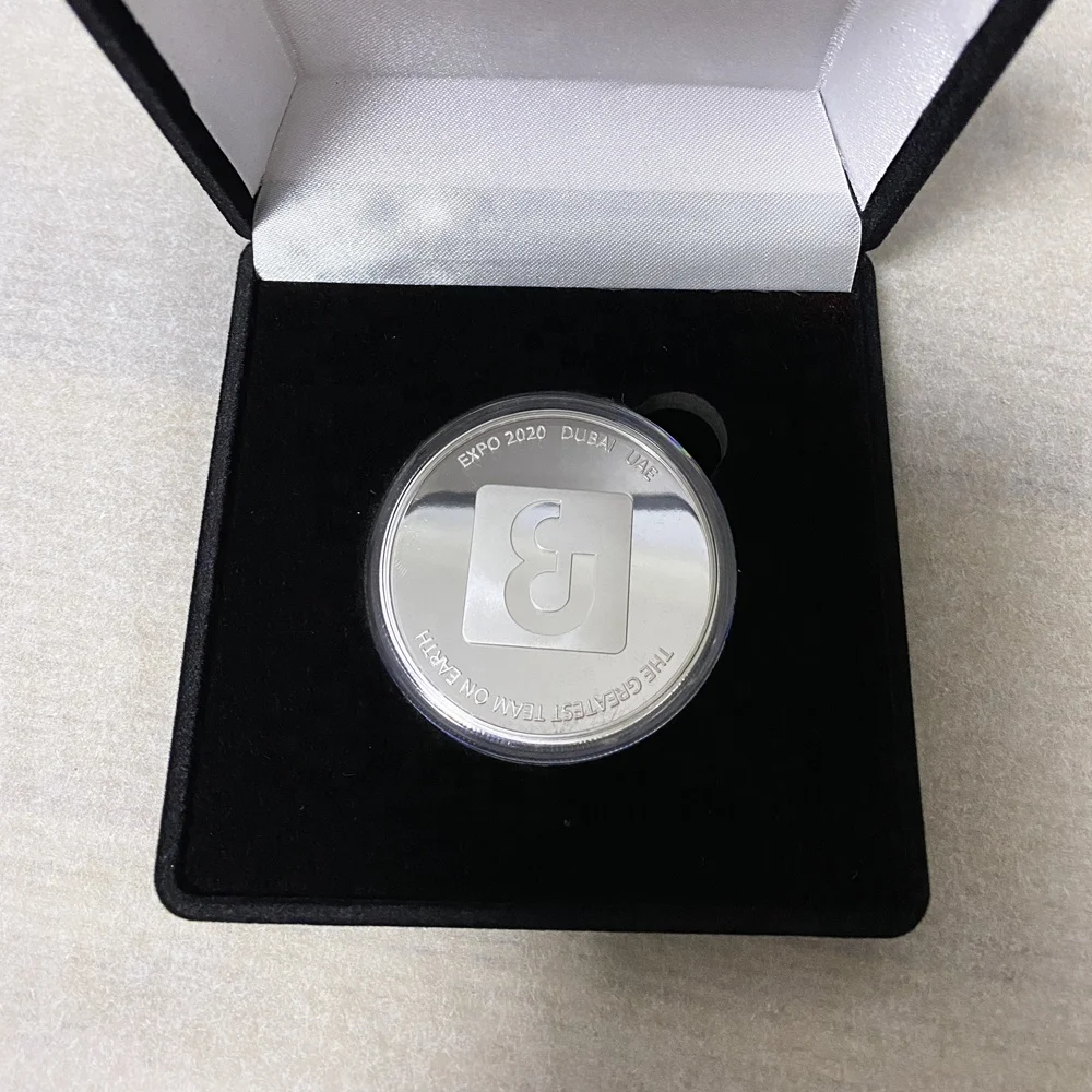 custom logo printing silver metal united arab emirates military challenge coin