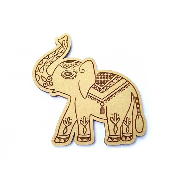 Wooden Laser Engrave Design Laser Etching Elephant Cutout in Custom Design shape and size Wooden Indian Elephant for Home Decor