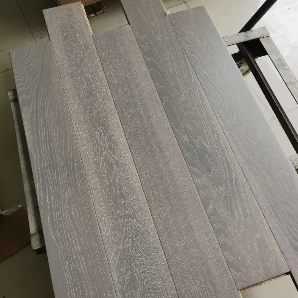 
AB grade light grey wire brushed oak engineered hardwood flooring 