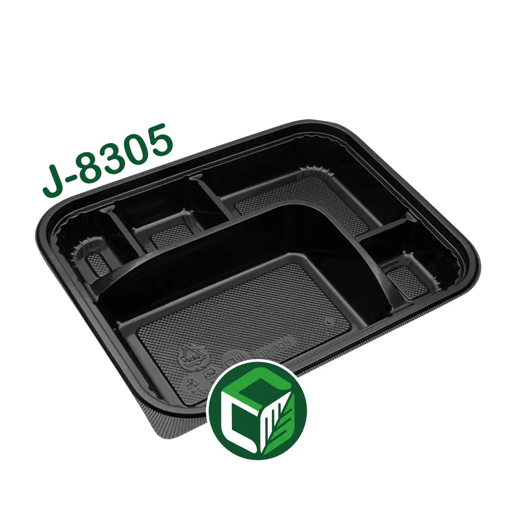 Черная коробка бэнто, одноразовый пластиковый контейнер для бэнто