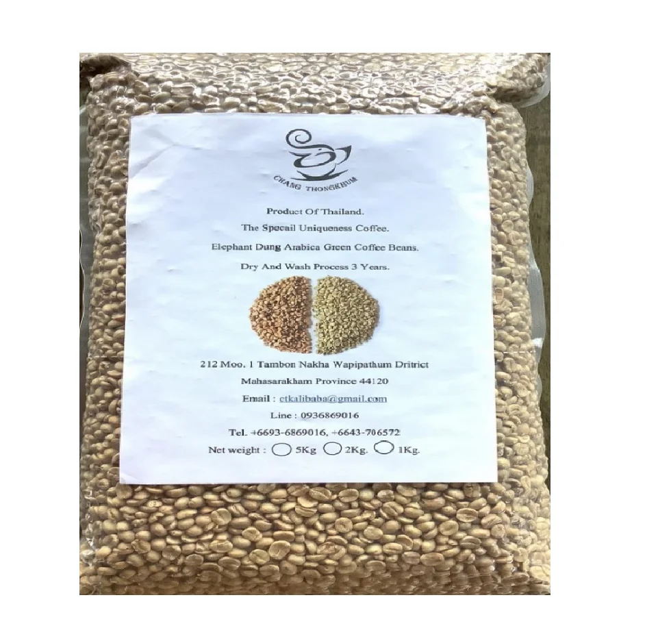Elephant Dung Arabica Green Coffee Beans from Thailand the Best Premium Quality Product by Changthongkhum