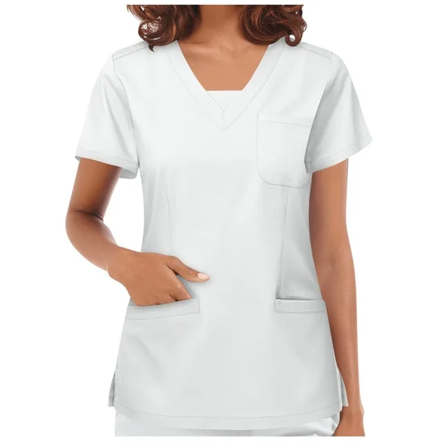 Wholesale Short Sleeve Shirts Medical Designs Cherokee Jogger Plus Size White Hospital Nursing Scrubs Tops Nurse Uniform OEM