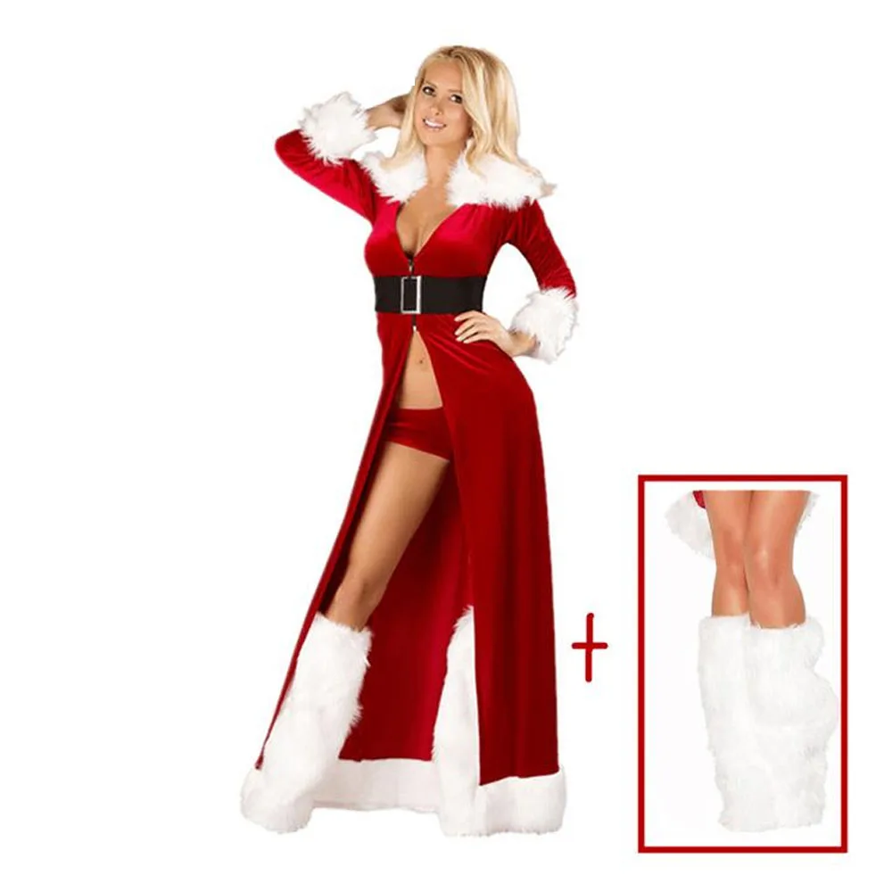 Женское соблазнительное платье Рождественская накидка с Санта-Клаусом длинные красные платья для женщин и взрослых праздничные причудливые зимние теплые свободного размера