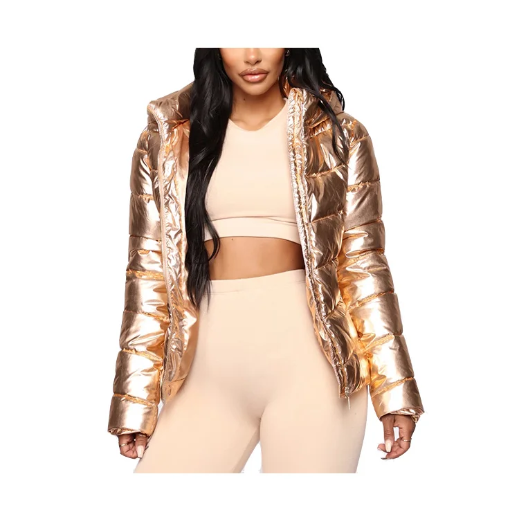 Оптовая продажа, Женская модная зимняя пуховая блестящая куртка, теплая пузырьковая куртка-бомбер