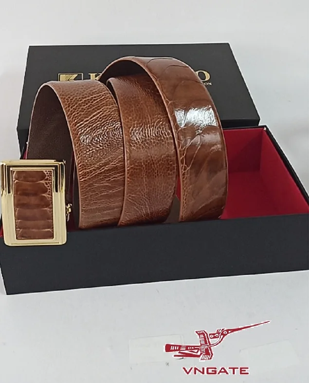 Высококачественный новый дизайн мужской ремень из натуральной кожи страуса