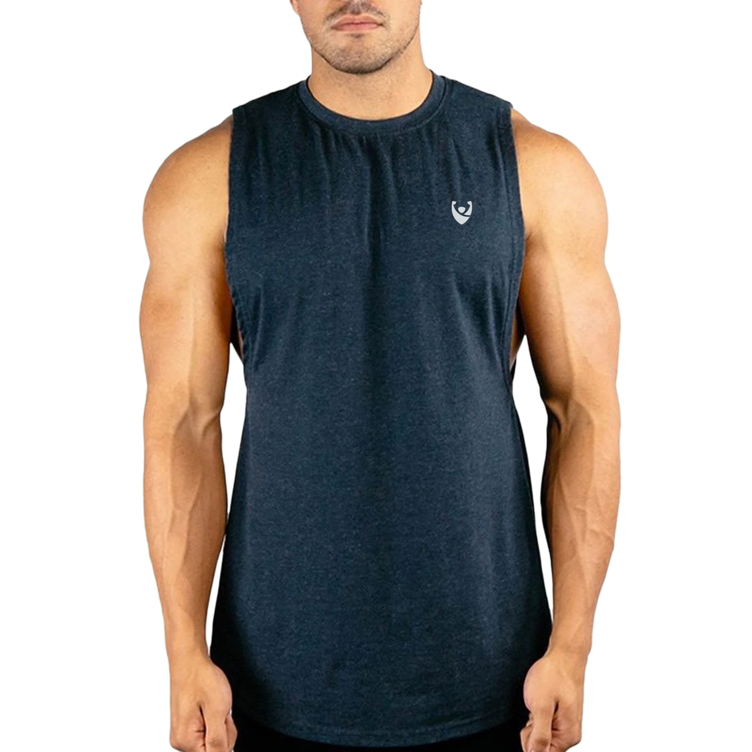 2024 Breathable Men Summer Gym Clothing  Tank Top Customized Colour Logo Gym Fitness Racer Back Split White Men Muscle tank top