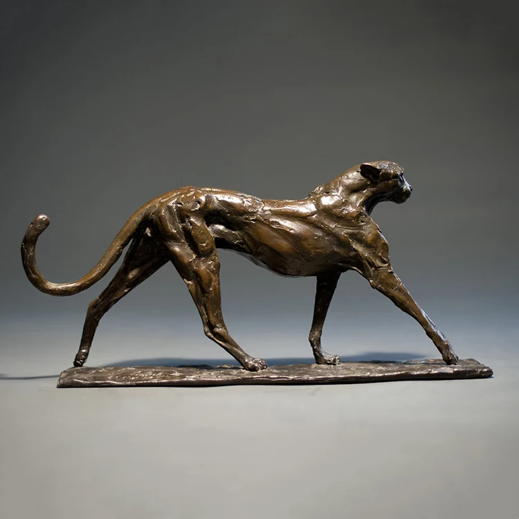 Metal Large Statue Factory Iron Metal Bronze Statue Home Decoration Cheetah Aluminium Statue