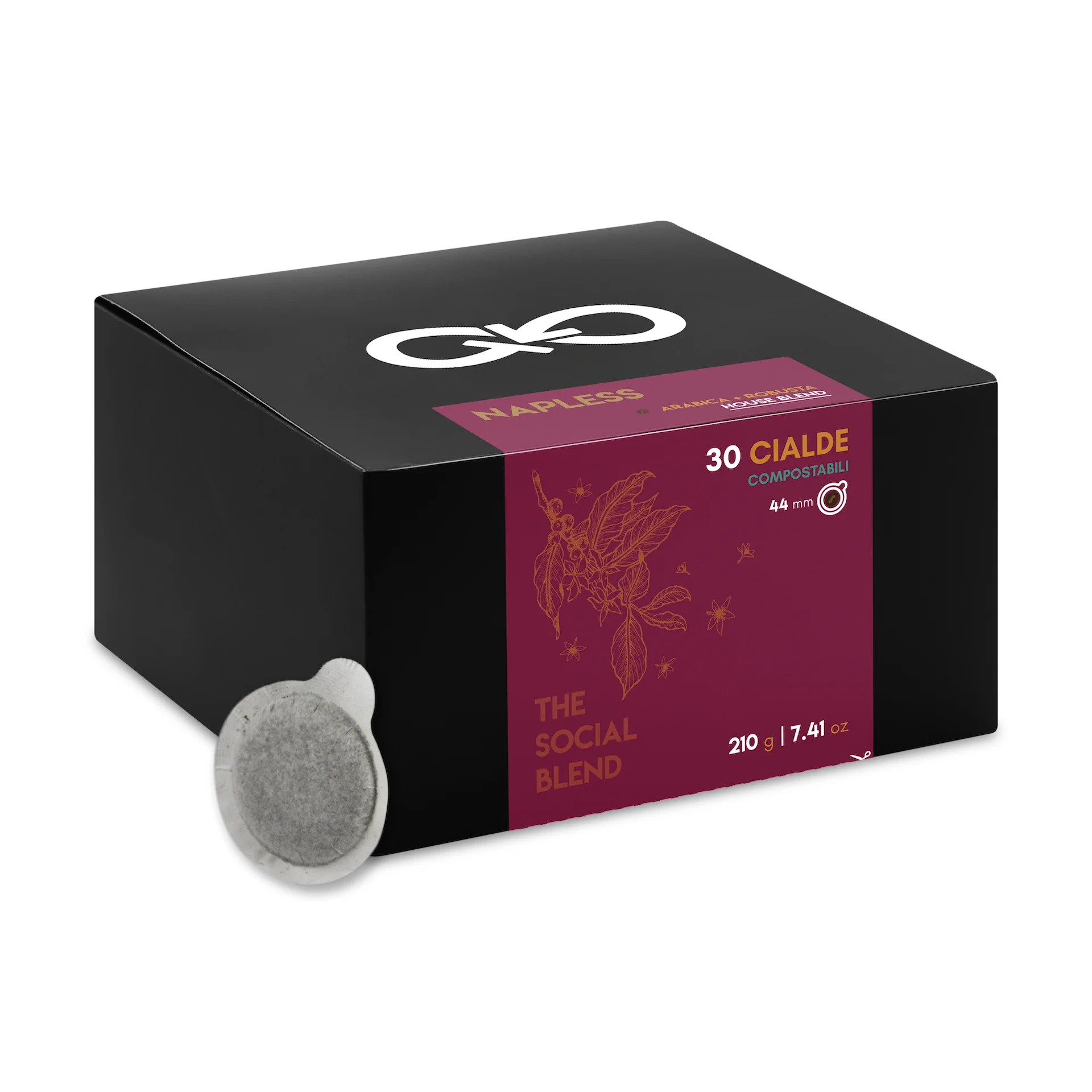 High Quality Coffee MADE IN ITALY 100% Ethics & Sustainable - ARABICA + ROBUSTA - Box Cialda 44mm 30pz