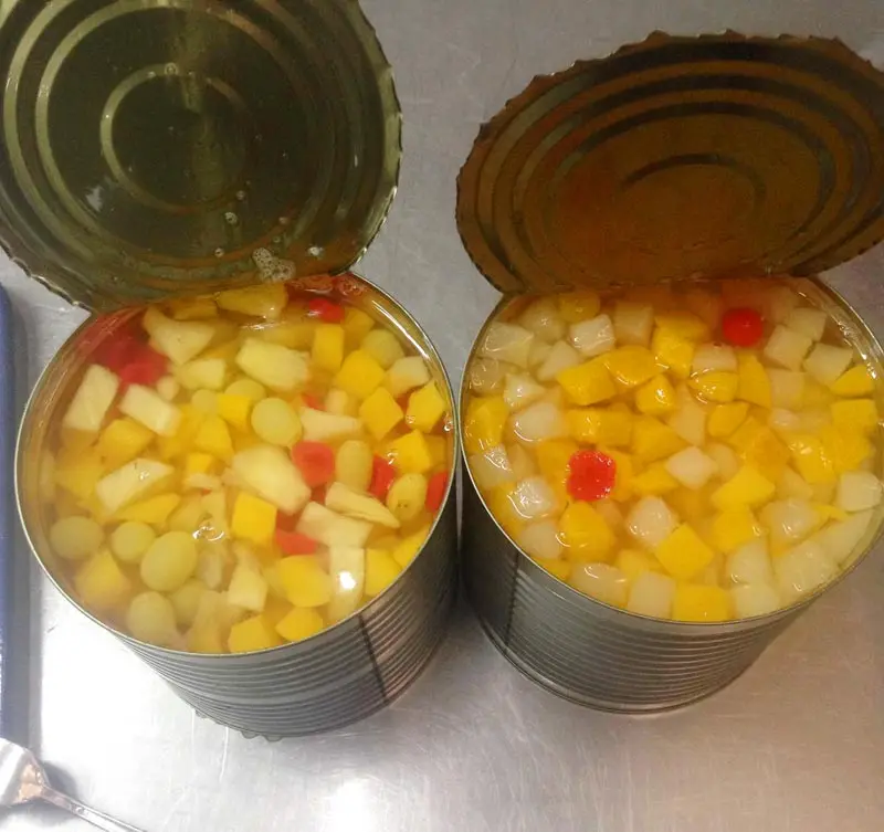 
Mixed fruits in light syrup or in heavy syrup in tins 