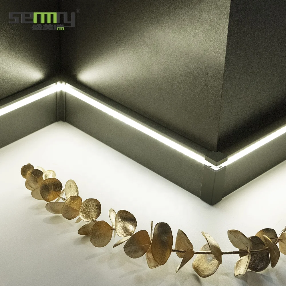 Hotel Customized Drop Shipping Free Sample Aluminium Powder Brushed Wood Grain Aluminum Baseboard LED Skirting