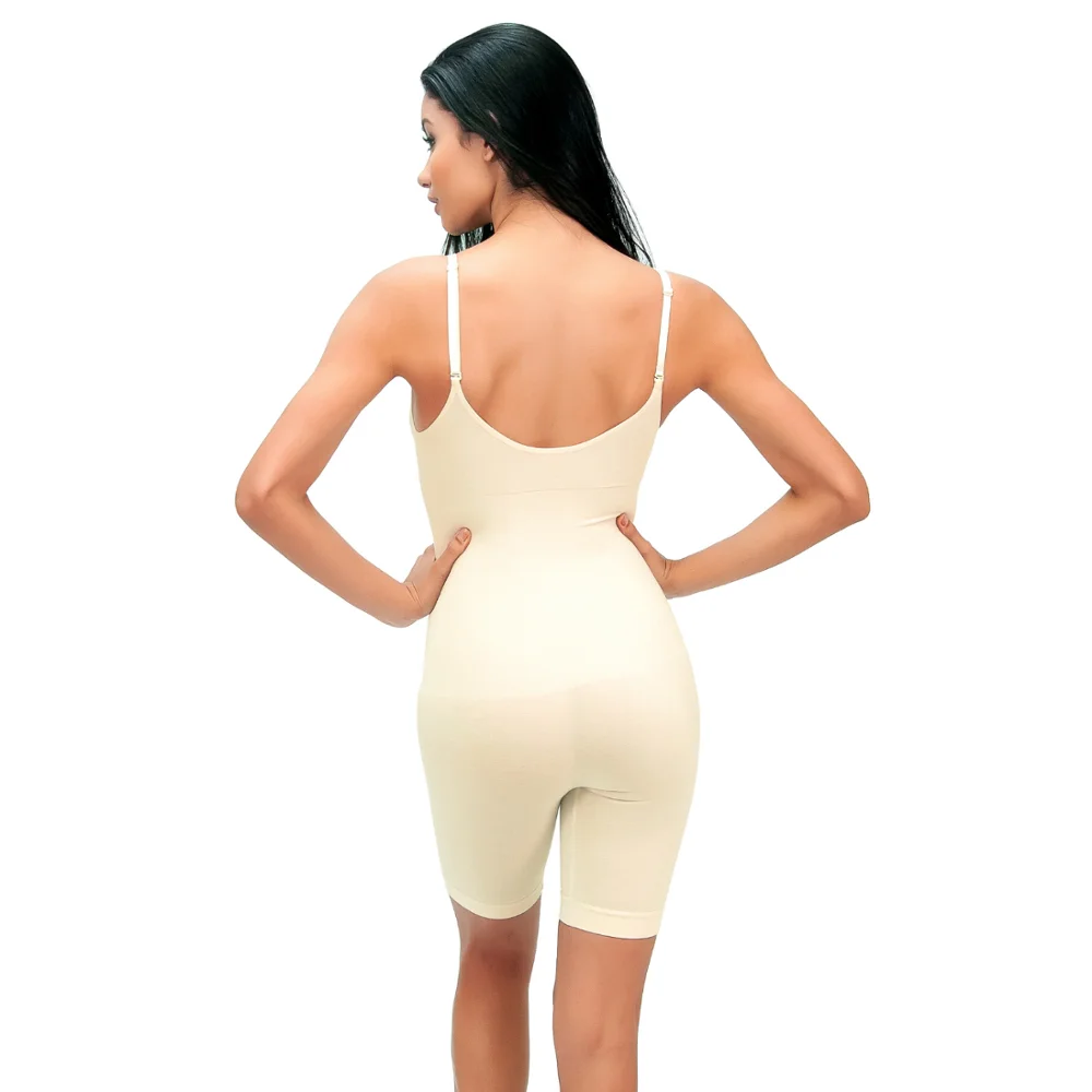 Bamboo Bodysuit Shaper Seamless One Piece Solid Briefer with Adjustable Straps