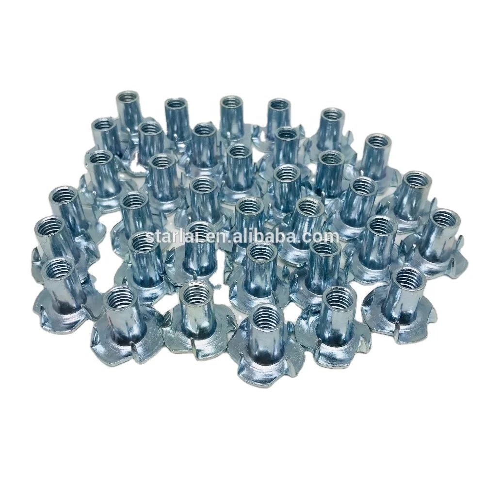 M6 M8 T Nuts with 4 Prongs Metric Steel Nuts with 1/4 Thread Size M4 Thread and Zinc Plated Surface Treatment