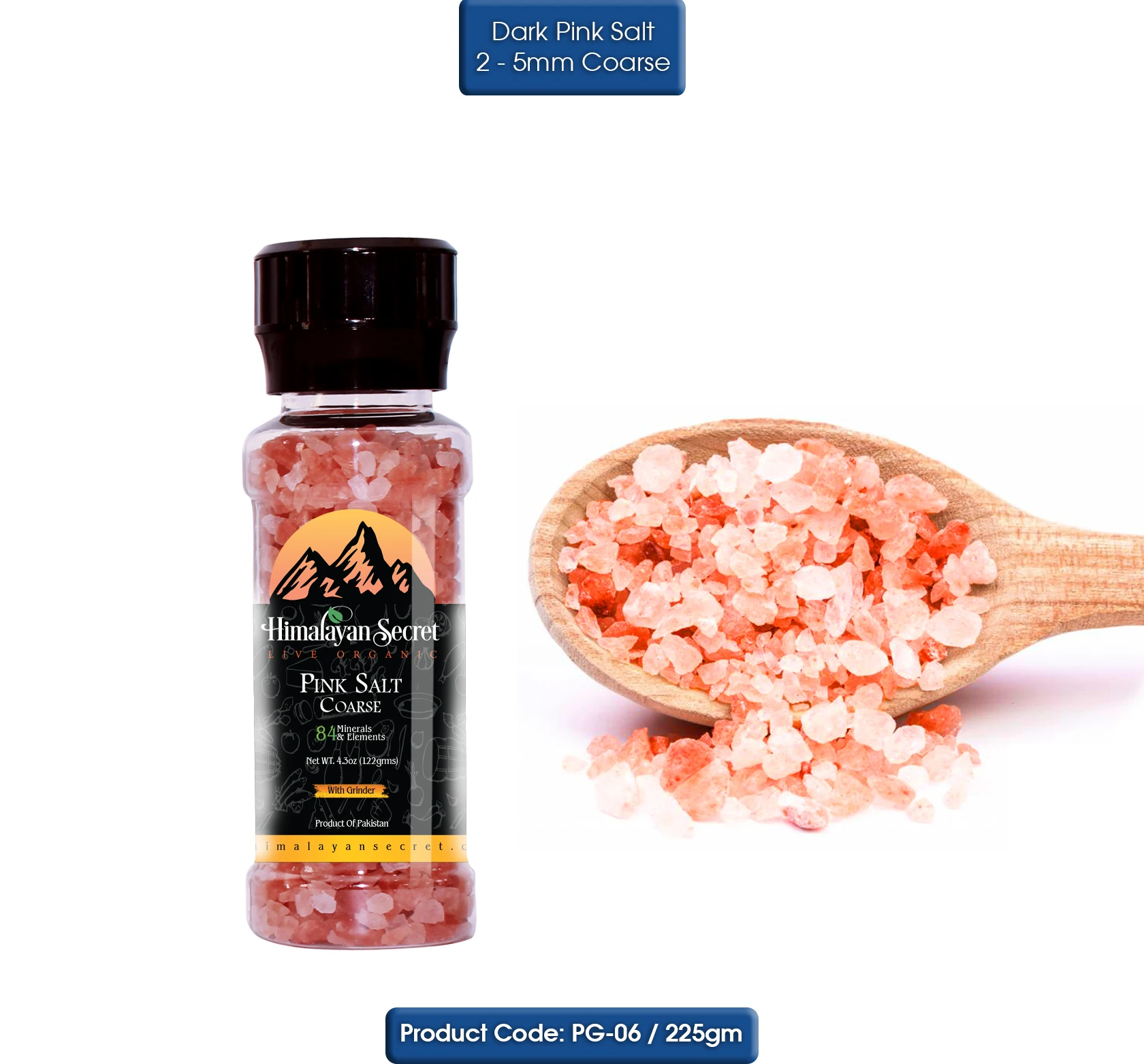 Гималайская Розовая Соль грубая (2-5 мм) банка для мельницы