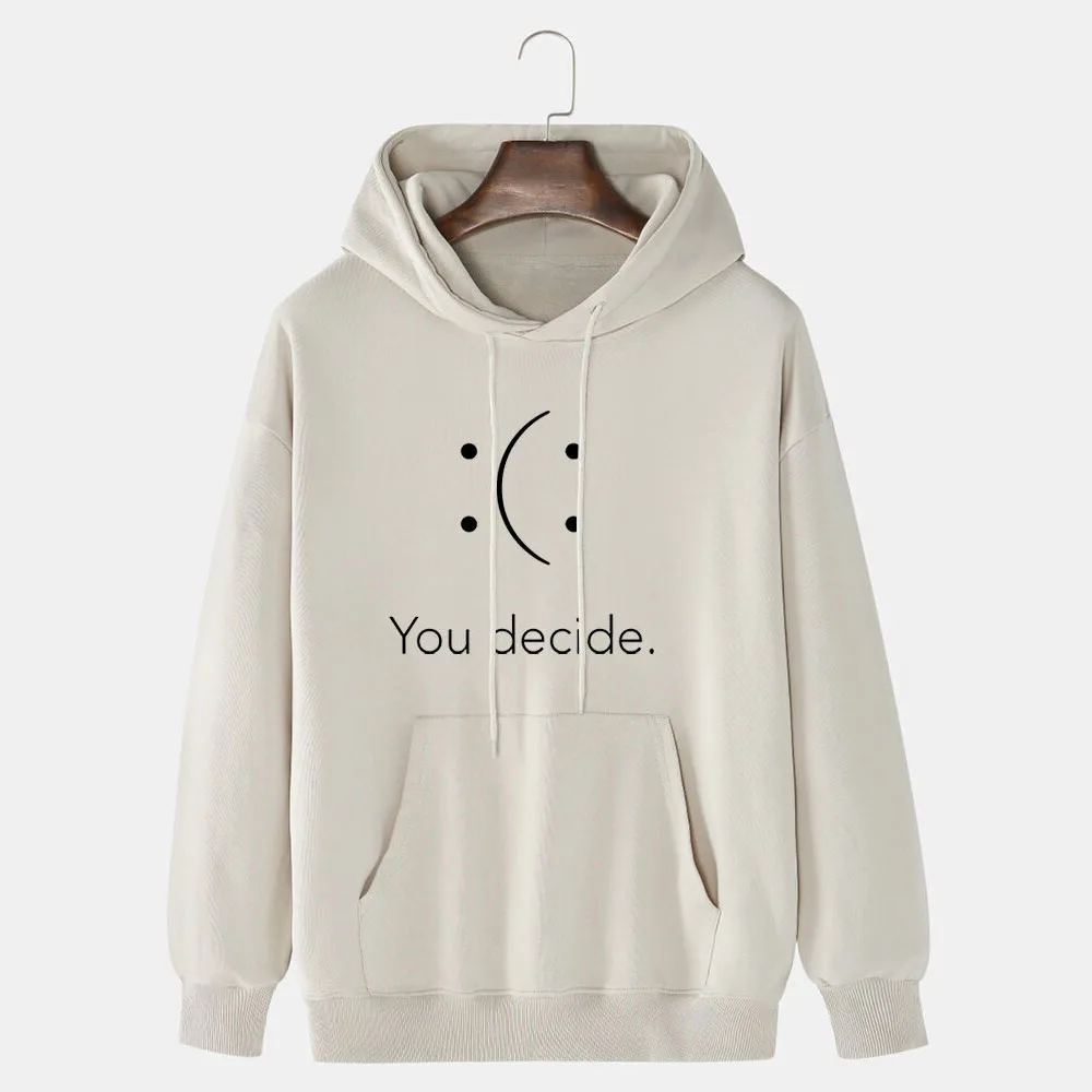 Mens You Decide Print Smile Pattern Drop Shoulder Hoodie With Pocket