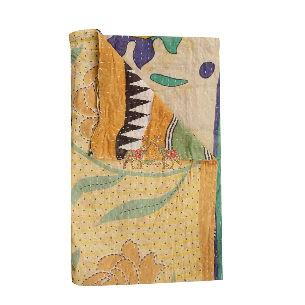 Ручное стеганое винтажное покрывало индийское одеяло