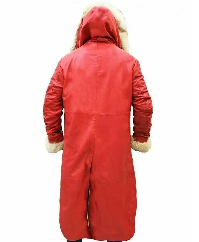 Claus Leather Trench Coat C Kurt Russell Santa Clause Long Jacket for Men and Women Costume