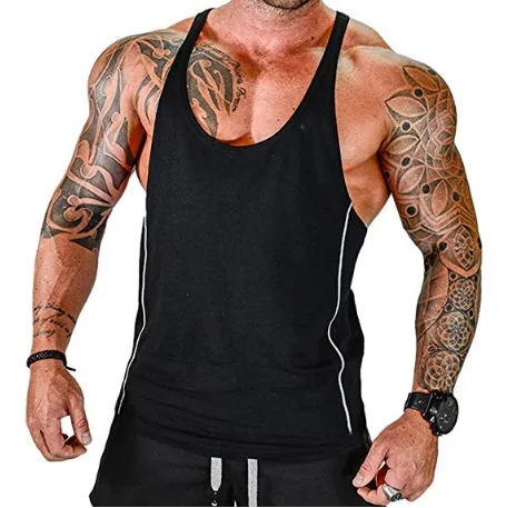 Tank Top  Custom Wholesale Men Crew Neck Gym Tank Top Muscle Singlet for Bodybuilding men