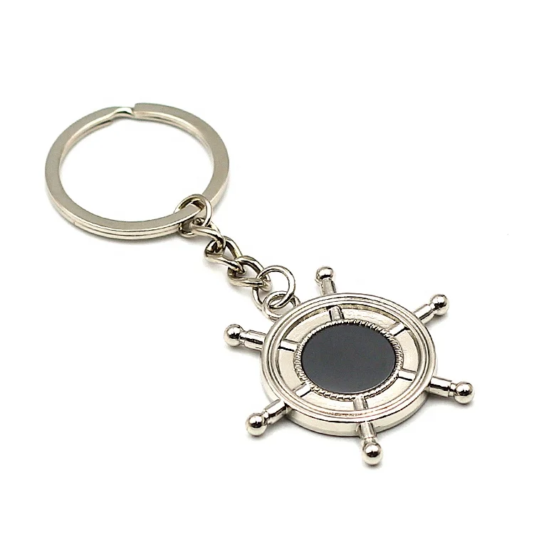 Zinc alloy metal Ship Steering Wheel keyholder boat Anchor rudder keychain helm Sailing Tourism gifts keyring