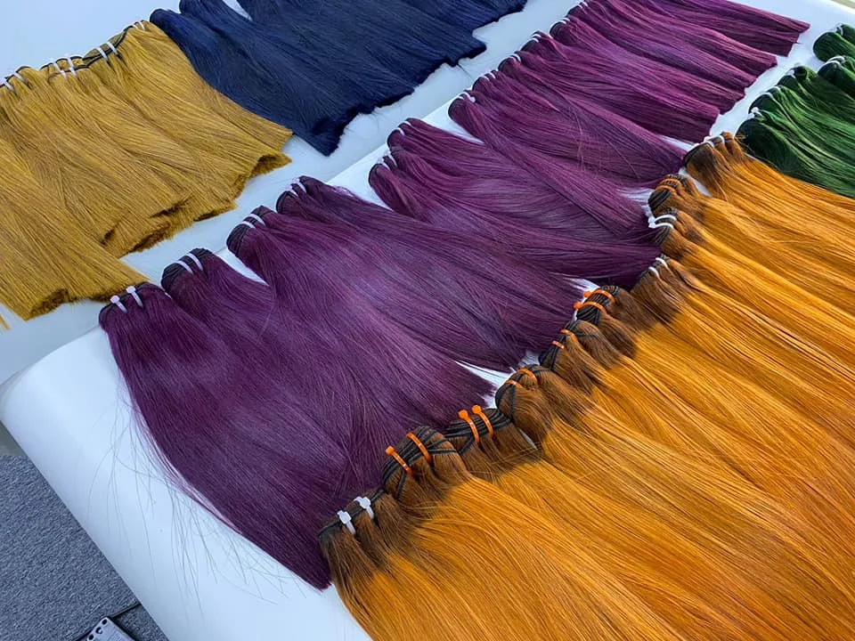 Top sale 100% Human Hair Color hair Silky Straight  Weft Hair made in Vietnam