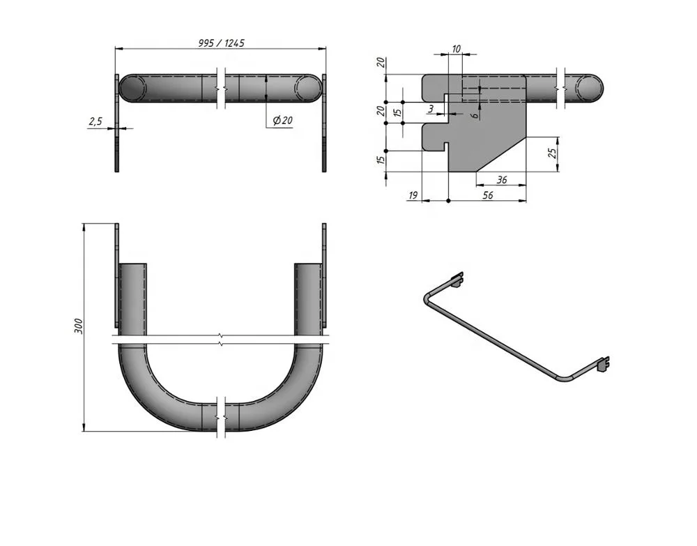 Cross Bar Shop Supermarket Metal for Gondola Back Beam L 1000/1250 MM * W 70 MM * H 75 MM