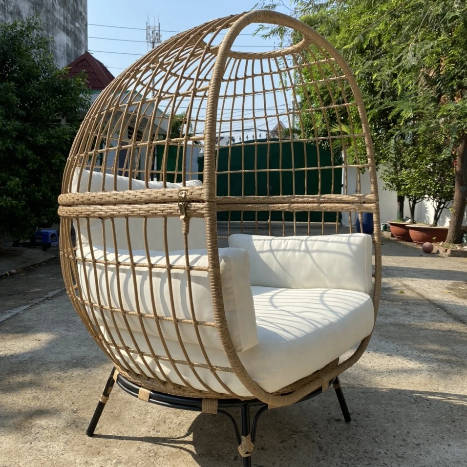 Wholesale Patio Outdoor Garden PE Rattan Half Egg Shape Leisure Lounge Rattan Wicker Chairs for Garden Patio