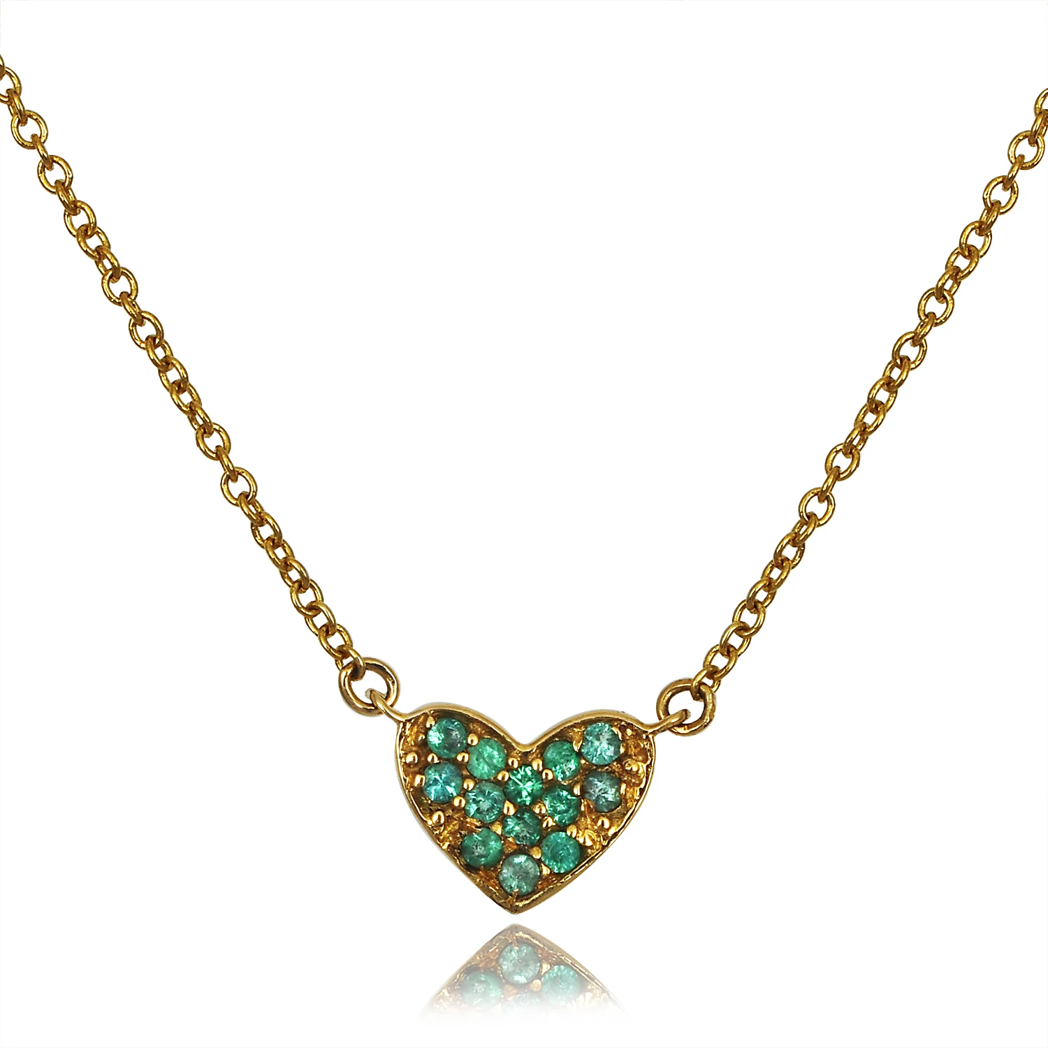 Delicate valentine gift jewelry 925 sterling silver green CZ color gemstone heart shape pendant for women