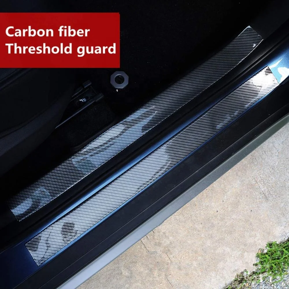 Door Entry Guards Scratch Cover Protector Paint Threshold Guard, Carbon Fiber Rubber Car Bumper Door Guard