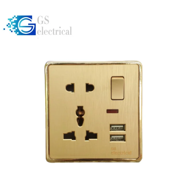 Самые продаваемые товары, 1 комплект, 5 отверстий, 2usb, пакистанский дизайн, переключатель и розетка золотого цвета