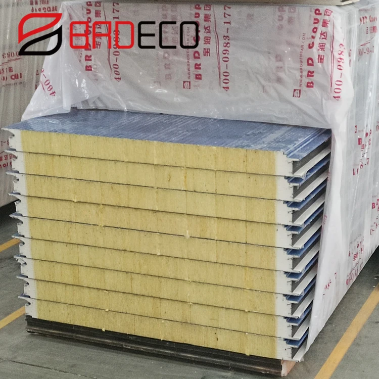 BRD малайзийская фабрика 50 мм металлическая стеклянная вата изоляционная сэндвич-панель