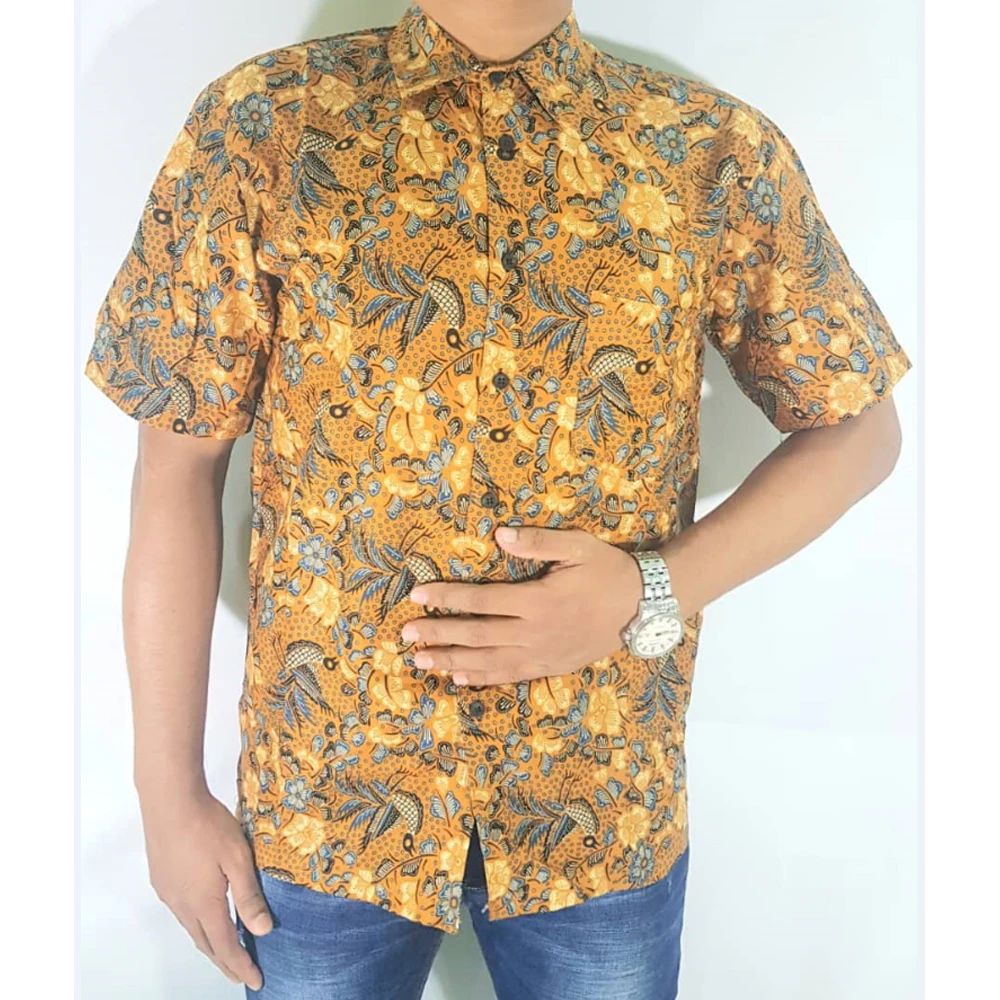 
Men Casual Short Sleeve Batik Shirt 100% Cotton S To XXL High Quality In Lowest Price Ever 
