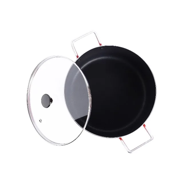  Лидер продаж алюминиевая сковорода с антипригарным покрытием из чугуна и 2 ручками