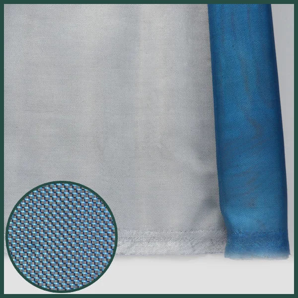 Gold sliver sparkly metallic mesh tulle fabric coated blue mesh fabric for custom, crafts and building fence