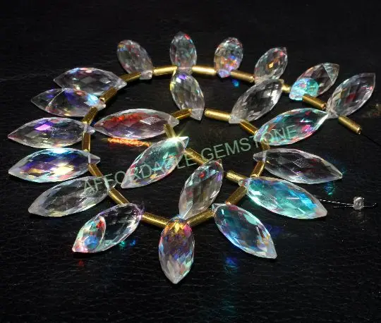 Mystic Quartz teardrop shape stone good quality stones synthetic faceted gems top drill gemstone wire wrapping gemstones polish