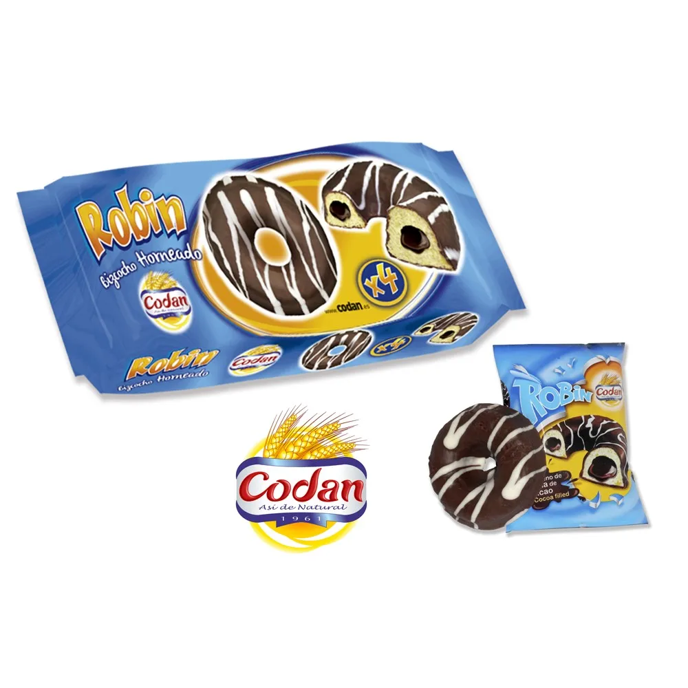 «ROBIN»-вкусный губчатый торт в форме пончика, заполненный какао-кремом и украшенный какао-наполнителем