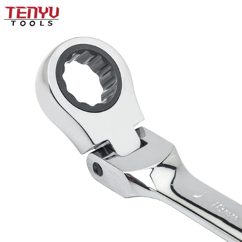 Metric 8-19mm Axe Hammer Ratchet Gear Spanner Ratcheting Wrench Combination Set Auto Repair Mirror Tools with Plastic