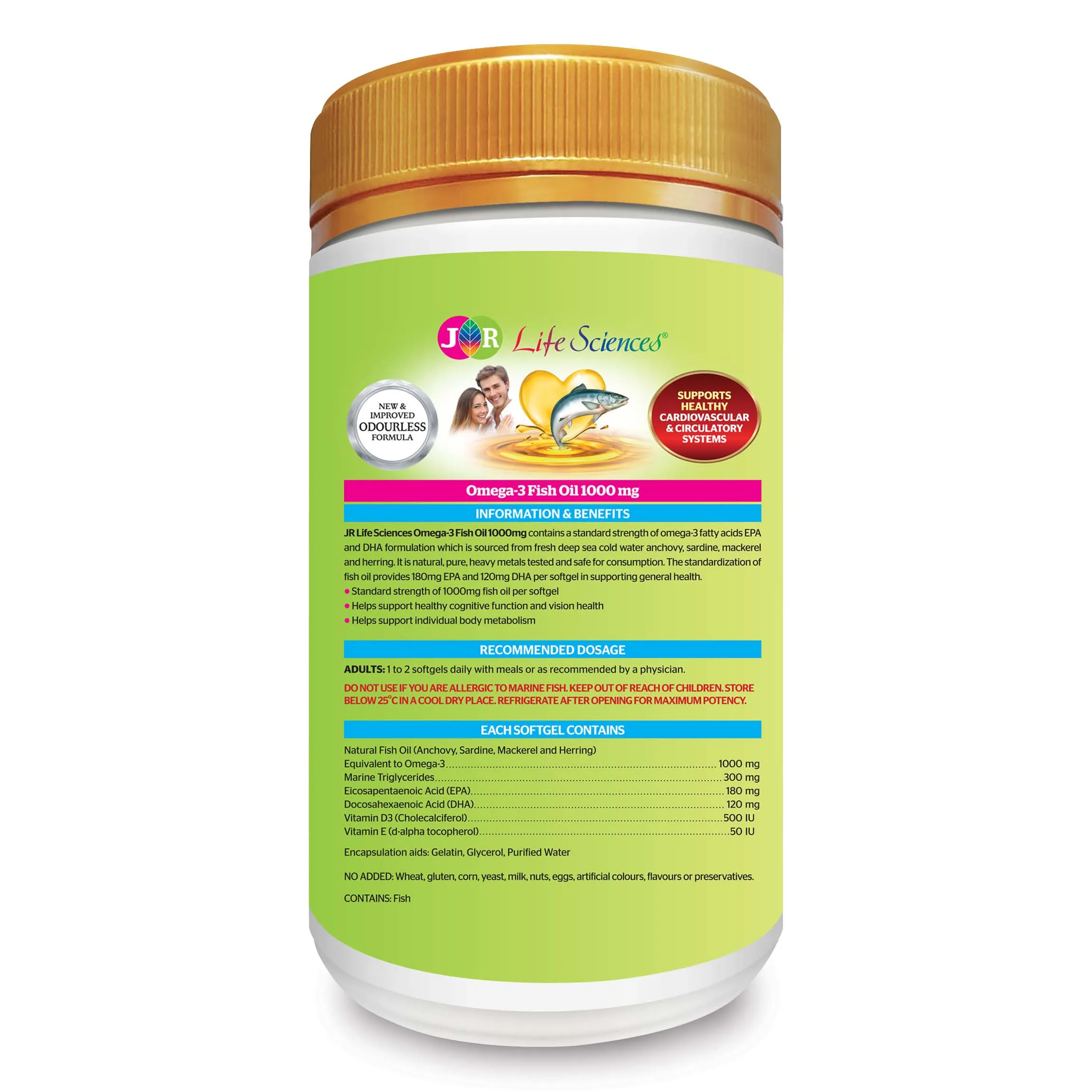 Натуральное Рыбное масло, Омега 3, Когнитивная функция для здоровья, 1000 мг, биология JR (365 мягких гелей) из Новой Зеландии