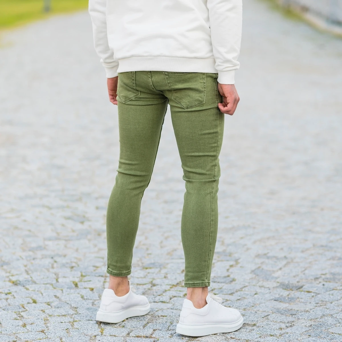 casual 100% cotton denim men basic skinny jeans in washed khaki man new style slim good best price wholesale offer trend 2020