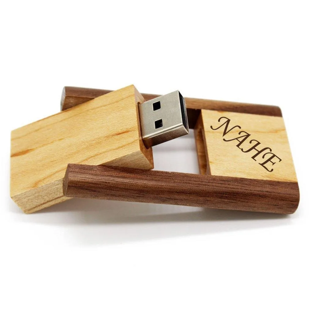  Оптовая продажа деревянный поворотный USB флеш-накопитель на заказ 1 ГБ 4 16 гравировка Пользовательский логотип 128 256