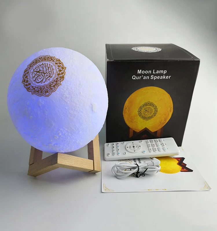 3D print Quran Smart Touch Moon Lights LED Lamp Speaker Colorful with Remote Control Rechargeable Moonlight