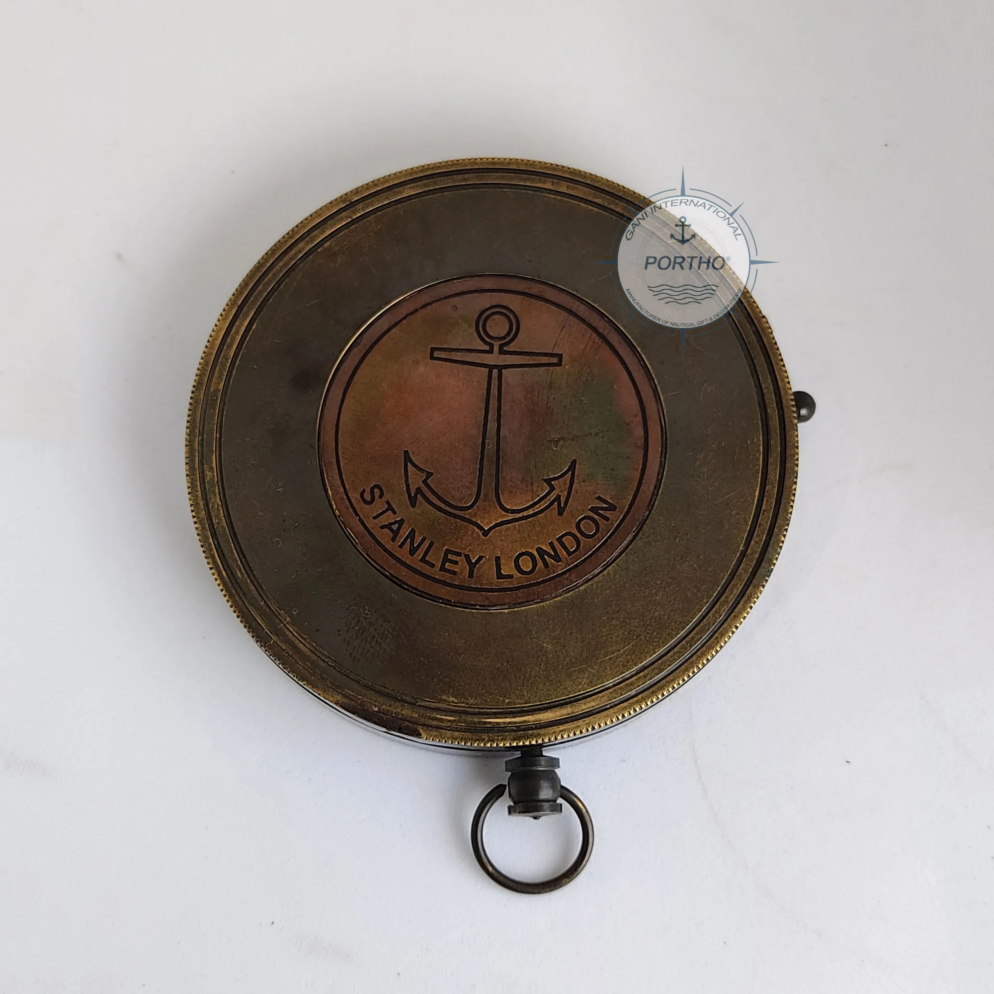  Nautical Antique Brass Anchor Flat Pocket Compass Marine Camping Hiking