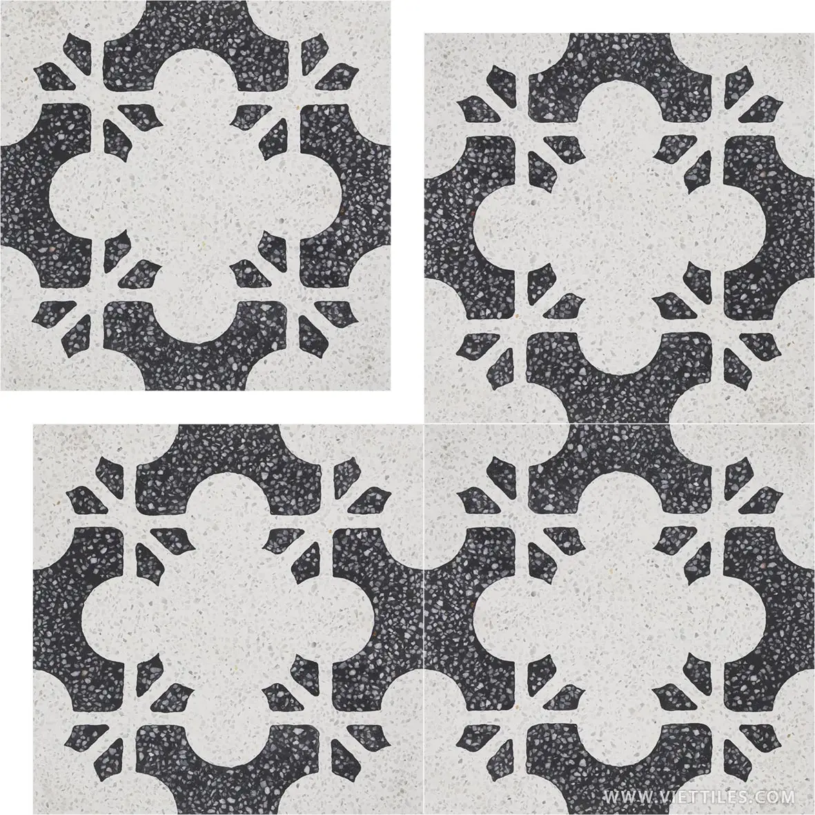 Terrazzo handmade cement tiles high quality black and white for 5 star construction eco-friendly product