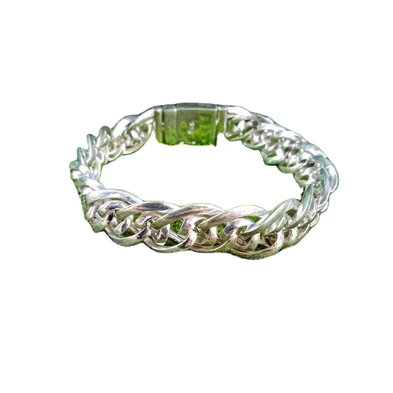 KH-CHB002-Silver Chain Bracelet Sterling Silver Biker Chain Suitable Men And Women Modern Look Special Gift