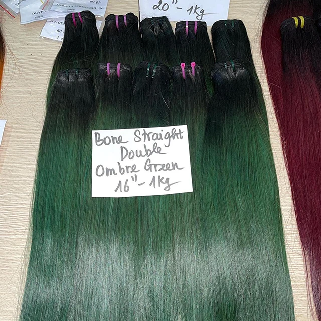 New design tangle free and no shedding green bone straight Vietnamese raw hair, human hair lace front wig, Cambodian hair bundle
