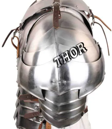 Medieval Gothic Gorget With Pauldrons Best Quality Metallic sca Reenactment Silver Polished Armor Pauldrons