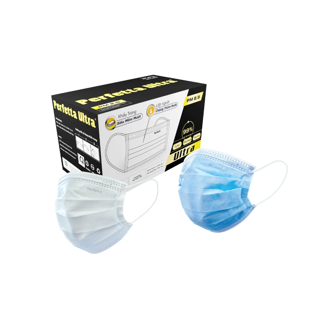 
 Одноразовый одноразовый 4-слойный чехол для лица Perfetta Ultra Medical Premium Quality с высокой защитой  