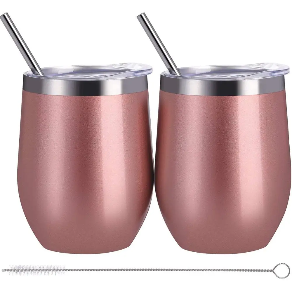 Customized high quality Egg Shaped Durable Double Wall Stainless Steel Vacuum Tumbler Stemless coffee Wine  Cup with Lid