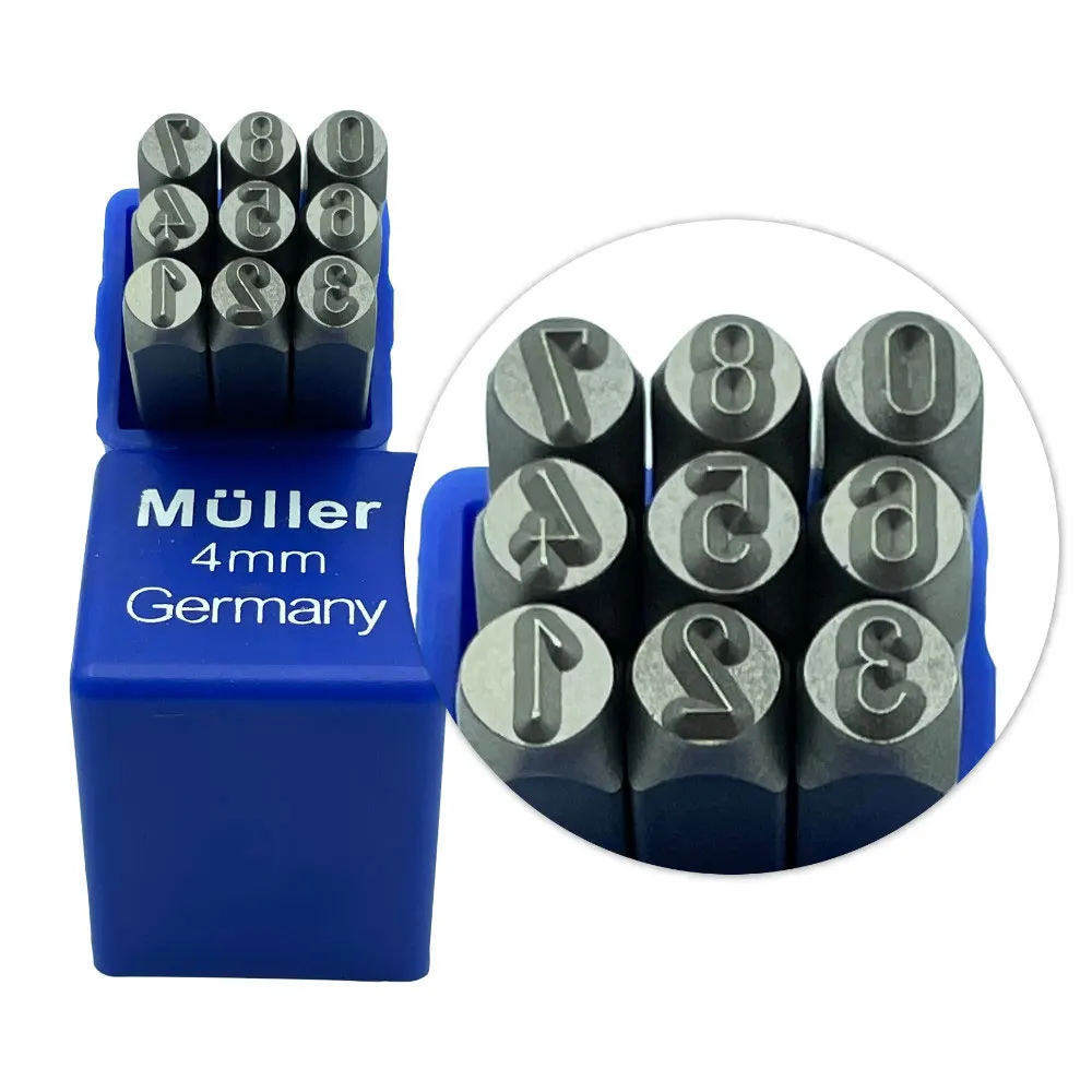 Factory direct sale German number punch set 4mm metal stamping kit, 9 piece punch set