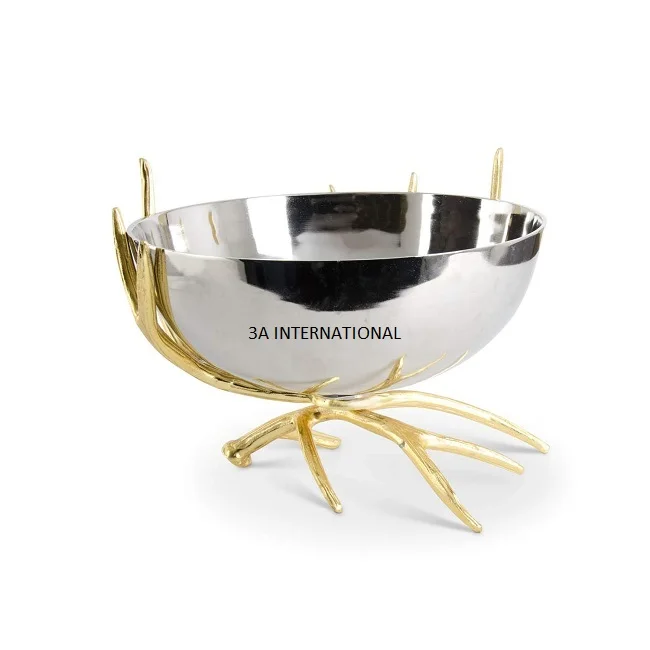 Концептуальный дизайн кованая чаша с декоративной цветочной веткой на верхней части посуды большая миска для еды прочным качеством