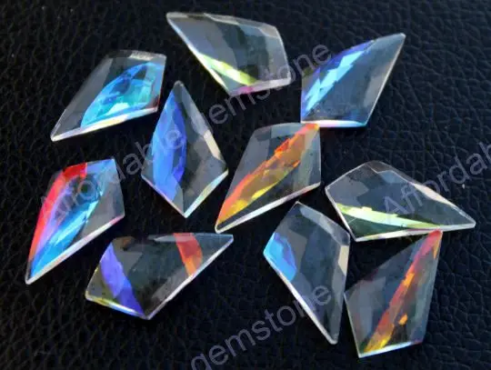 Mystic quartz shield shape stone top drilled gemstones handmade stone jewelry making gemstone mystic quartz jewelry mystic bead
